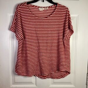 Christian Siriano short sleeve striped top. 100%‎ linen